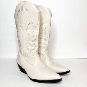 London Rag Women's White Cowboy Boots Yellowstone Size 8